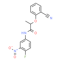 ChemSpider 2D Image | 2-(2-Cyanophenoxy)-N-(4-fluoro-3-nitrophenyl)propanamide | C16H12FN3O4