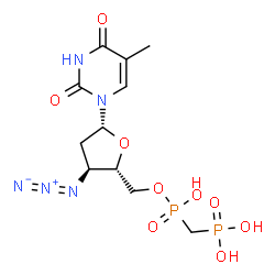 ChemSpider 2D Image | 3'-Azido-3'-deoxy-5'-O-[hydroxy(phosphonomethyl)phosphoryl]thymidine | C11H17N5O9P2