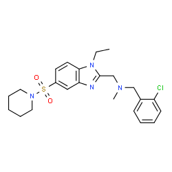 ChemSpider 2D Image | 1-(2-Chlorophenyl)-N-{[1-ethyl-5-(1-piperidinylsulfonyl)-1H-benzimidazol-2-yl]methyl}-N-methylmethanamine | C23H29ClN4O2S
