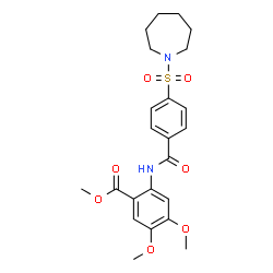 ChemSpider 2D Image | Methyl 2-{[4-(1-azepanylsulfonyl)benzoyl]amino}-4,5-dimethoxybenzoate | C23H28N2O7S