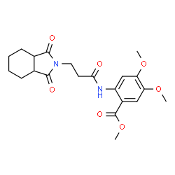 ChemSpider 2D Image | Methyl 2-{[3-(1,3-dioxooctahydro-2H-isoindol-2-yl)propanoyl]amino}-4,5-dimethoxybenzoate | C21H26N2O7