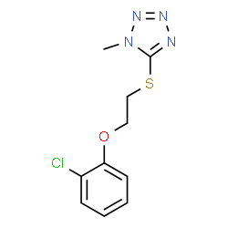ChemSpider 2D Image | 5-{[2-(2-Chlorophenoxy)ethyl]sulfanyl}-1-methyl-1H-tetrazole | C10H11ClN4OS