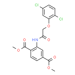 ChemSpider 2D Image | Dimethyl 2-{[(2,5-dichlorophenoxy)acetyl]amino}terephthalate | C18H15Cl2NO6