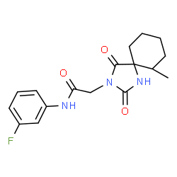 ChemSpider 2D Image | N-(3-Fluorophenyl)-2-(6-methyl-2,4-dioxo-1,3-diazaspiro[4.5]dec-3-yl)acetamide | C17H20FN3O3