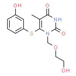 ChemSpider 2D Image | 1-((2-Hydroxyethoxy)methyl)-6-((3-hydroxyphenyl)thio)thymine | C14H16N2O5S