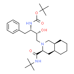 ChemSpider 2D Image | tert-butyl {(2S,3R)-4-[(3S,4aS,8aS)-3-(tert-butylcarbamoyl)octahydroisoquinolin-2(1H)-yl]-3-hydroxy-1-phenylbutan-2-yl}carbamate | C29H47N3O4