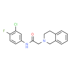 ChemSpider 2D Image | N-(3-Chloro-4-fluorophenyl)-2-(3,4-dihydro-2(1H)-isoquinolinyl)acetamide | C17H16ClFN2O
