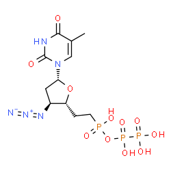 ChemSpider 2D Image | 1-[(2R,4S,5R)-4-Azido-5-(2-{hydroxy[(1,2,2-trihydroxy-1,2-dioxido-1lambda~5~,2lambda~5~-diphosphan-1-yl)oxy]phosphoryl}ethyl)tetrahydro-2-furanyl]-5-methyl-2,4(1H,3H)-pyrimidinedione | C11H18N5O11P3
