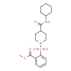 ChemSpider 2D Image | Methyl 2-{[4-(cyclohexylcarbamoyl)-1-piperidinyl]sulfonyl}benzoate | C20H28N2O5S
