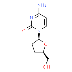 ChemSpider 2D Image | 4-Amino-1-[(2S,5R)-5-(hydroxymethyl)tetrahydro-2-furanyl]-2(1H)-pyrimidinone | C9H13N3O3