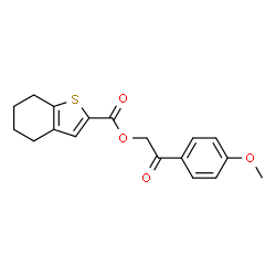 ChemSpider 2D Image | 2-(4-Methoxyphenyl)-2-oxoethyl 4,5,6,7-tetrahydro-1-benzothiophene-2-carboxylate | C18H18O4S