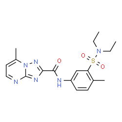 ChemSpider 2D Image | N-[3-(Diethylsulfamoyl)-4-methylphenyl]-7-methyl[1,2,4]triazolo[1,5-a]pyrimidine-2-carboxamide | C18H22N6O3S
