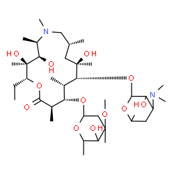 ChemSpider 2D Image | (2R,3S,4R,5R,8R,10R,11R,12S,13S,14R)-2-Ethyl-3,4,10-trihydroxy-3,5,6,8,10,12,14-heptamethyl-15-oxo-11-{[3,4,6-trideoxy-3-(dimethylamino)hexopyranosyl]oxy}-1-oxa-6-azacyclopentadecan-13-yl 2,6-dideoxy-3-C-methyl-3-O-methylhexopyranoside | C38H72N2O12