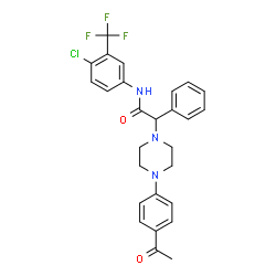 ChemSpider 2D Image | 2-[4-(4-Acetylphenyl)-1-piperazinyl]-N-[4-chloro-3-(trifluoromethyl)phenyl]-2-phenylacetamide | C27H25ClF3N3O2