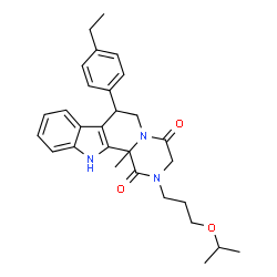 ChemSpider 2D Image | 7-(4-Ethylphenyl)-2-(3-isopropoxypropyl)-12b-methyl-2,3,6,7,12,12b-hexahydropyrazino[1',2':1,2]pyrido[3,4-b]indole-1,4-dione | C29H35N3O3