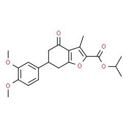 ChemSpider 2D Image | Isopropyl 6-(3,4-dimethoxyphenyl)-3-methyl-4-oxo-4,5,6,7-tetrahydro-1-benzofuran-2-carboxylate | C21H24O6