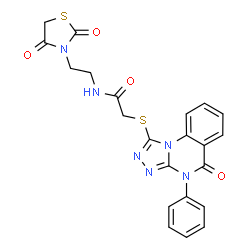 ChemSpider 2D Image | N-[2-(2,4-Dioxo-1,3-thiazolidin-3-yl)ethyl]-2-[(5-oxo-4-phenyl-4,5-dihydro[1,2,4]triazolo[4,3-a]quinazolin-1-yl)sulfanyl]acetamide | C22H18N6O4S2