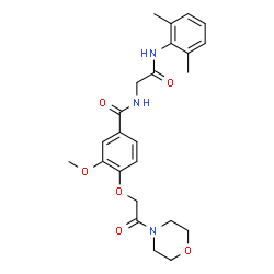 ChemSpider 2D Image | N-{2-[(2,6-Dimethylphenyl)amino]-2-oxoethyl}-3-methoxy-4-[2-(4-morpholinyl)-2-oxoethoxy]benzamide | C24H29N3O6