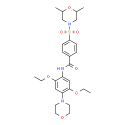 ChemSpider 2D Image | N-[2,5-Diethoxy-4-(4-morpholinyl)phenyl]-4-[(2,6-dimethyl-4-morpholinyl)sulfonyl]benzamide | C27H37N3O7S