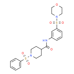 ChemSpider 2D Image | N-[3-(4-Morpholinylsulfonyl)phenyl]-1-(phenylsulfonyl)-4-piperidinecarboxamide | C22H27N3O6S2
