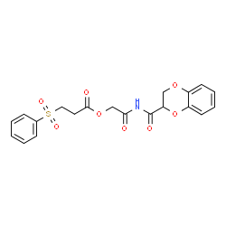 ChemSpider 2D Image | 2-[(2,3-Dihydro-1,4-benzodioxin-2-ylcarbonyl)amino]-2-oxoethyl 3-(phenylsulfonyl)propanoate | C20H19NO8S
