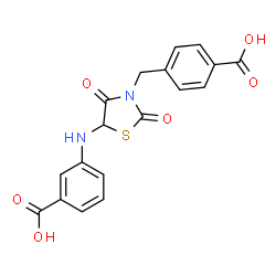 ChemSpider 2D Image | 3-{[3-(4-Carboxybenzyl)-2,4-dioxo-1,3-thiazolidin-5-yl]amino}benzoic acid | C18H14N2O6S