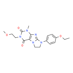 ChemSpider 2D Image | 8-(4-Ethoxyphenyl)-3-(2-methoxyethyl)-1-methyl-7,8-dihydro-1H-imidazo[2,1-f]purine-2,4(3H,6H)-dione | C19H23N5O4