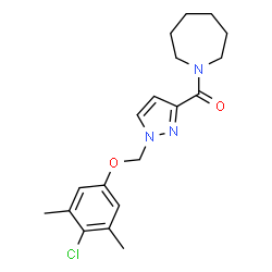 ChemSpider 2D Image | 1-Azepanyl{1-[(4-chloro-3,5-dimethylphenoxy)methyl]-1H-pyrazol-3-yl}methanone | C19H24ClN3O2