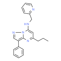 ChemSpider 2D Image | 3-Phenyl-5-propyl-N-(2-pyridinylmethyl)pyrazolo[1,5-a]pyrimidin-7-amine | C21H21N5