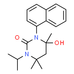 ChemSpider 2D Image | 4-Hydroxy-1-isopropyl-4,6,6-trimethyl-3-(1-naphthyl)tetrahydro-2(1H)-pyrimidinone | C20H26N2O2