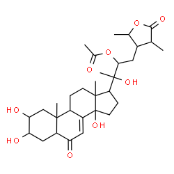 ChemSpider 2D Image | 2,3,14,20-Tetrahydroxy-6,26-dioxo-26,28-epoxystigmast-7-en-22-yl acetate | C31H46O9