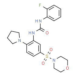 ChemSpider 2D Image | 1-(2-Fluorophenyl)-3-[5-(4-morpholinylsulfonyl)-2-(1-pyrrolidinyl)phenyl]urea | C21H25FN4O4S