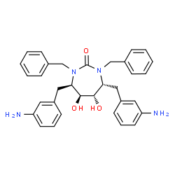 ChemSpider 2D Image | (4R,5S,6S,7R)-4,7-Bis(3-aminobenzyl)-1,3-dibenzyl-5,6-dihydroxy-1,3-diazepan-2-one | C33H36N4O3
