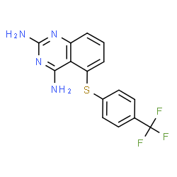 ChemSpider 2D Image | 5-(4-Trifluoromethylphenylthio)quinazoline-2,4-diamine | C15H11F3N4S