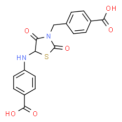 ChemSpider 2D Image | 4-{[3-(4-Carboxybenzyl)-2,4-dioxo-1,3-thiazolidin-5-yl]amino}benzoic acid | C18H14N2O6S