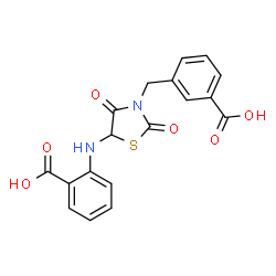 ChemSpider 2D Image | 2-{[3-(3-Carboxybenzyl)-2,4-dioxo-1,3-thiazolidin-5-yl]amino}benzoic acid | C18H14N2O6S