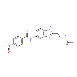 ChemSpider 2D Image | N-[2-(2-Acetamidoethyl)-1-methyl-1H-benzimidazol-5-yl]-4-nitrobenzamide | C19H19N5O4