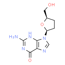 ChemSpider 2D Image | 9-(2,3-Dideoxy-.beta.-L-ribofuranosyl)guanine | C10H13N5O3