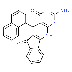ChemSpider 2D Image | 2-Amino-5-(1-naphthyl)-5,11-dihydro-1H-indeno[2',1':5,6]pyrido[2,3-d]pyrimidine-4,6-dione | C24H16N4O2