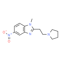 ChemSpider 2D Image | 1-Methyl-5-nitro-2-[2-(1-pyrrolidinyl)ethyl]-1H-benzimidazole | C14H18N4O2