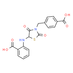 ChemSpider 2D Image | 2-{[3-(4-Carboxybenzyl)-2,4-dioxo-1,3-thiazolidin-5-yl]amino}benzoic acid | C18H14N2O6S