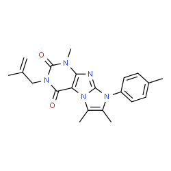 ChemSpider 2D Image | 1,6,7-Trimethyl-8-(4-methylphenyl)-3-(2-methyl-2-propen-1-yl)-1H-imidazo[2,1-f]purine-2,4(3H,8H)-dione | C21H23N5O2