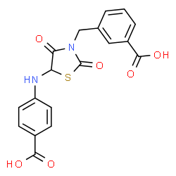 ChemSpider 2D Image | 3-({5-[(4-Carboxyphenyl)amino]-2,4-dioxo-1,3-thiazolidin-3-yl}methyl)benzoic acid | C18H14N2O6S