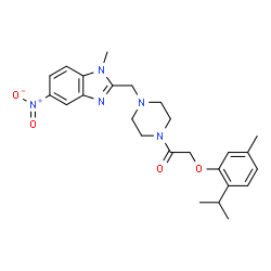 ChemSpider 2D Image | 2-(2-Isopropyl-5-methylphenoxy)-1-{4-[(1-methyl-5-nitro-1H-benzimidazol-2-yl)methyl]-1-piperazinyl}ethanone | C25H31N5O4