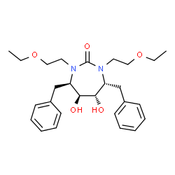 ChemSpider 2D Image | (4R,5S,6S,7R)-4,7-Dibenzyl-1,3-bis(2-ethoxyethyl)-5,6-dihydroxy-1,3-diazepan-2-one | C27H38N2O5