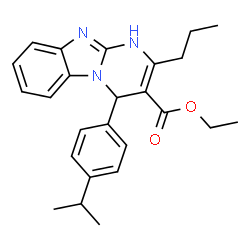 ChemSpider 2D Image | Ethyl 4-(4-isopropylphenyl)-2-propyl-1,4-dihydropyrimido[1,2-a]benzimidazole-3-carboxylate | C25H29N3O2