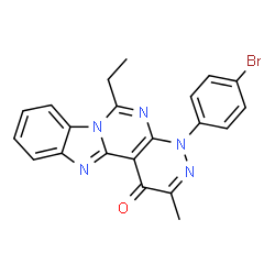 ChemSpider 2D Image | 4-(4-Bromophenyl)-6-ethyl-2-methylpyridazino[3',4':4,5]pyrimido[1,6-a]benzimidazol-1(4H)-one | C21H16BrN5O