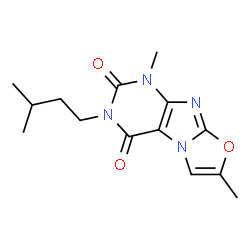 ChemSpider 2D Image | 1,7-Dimethyl-3-(3-methylbutyl)[1,3]oxazolo[2,3-f]purine-2,4(1H,3H)-dione | C14H18N4O3