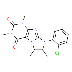 ChemSpider 2D Image | 8-(2-Chloro-phenyl)-1,3,6,7-tetramethyl-1H,8H-imidazo[2,1-f]purine-2,4-dione | C17H16ClN5O2