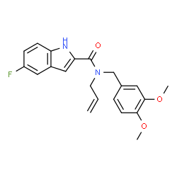 ChemSpider 2D Image | N-Allyl-N-(3,4-dimethoxybenzyl)-5-fluoro-1H-indole-2-carboxamide | C21H21FN2O3